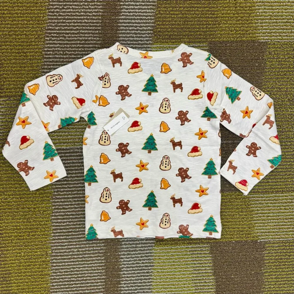 Longsleeve Shirt Organic Cotton Christmas Cookies Holiday Monica + Andy Sz 5T